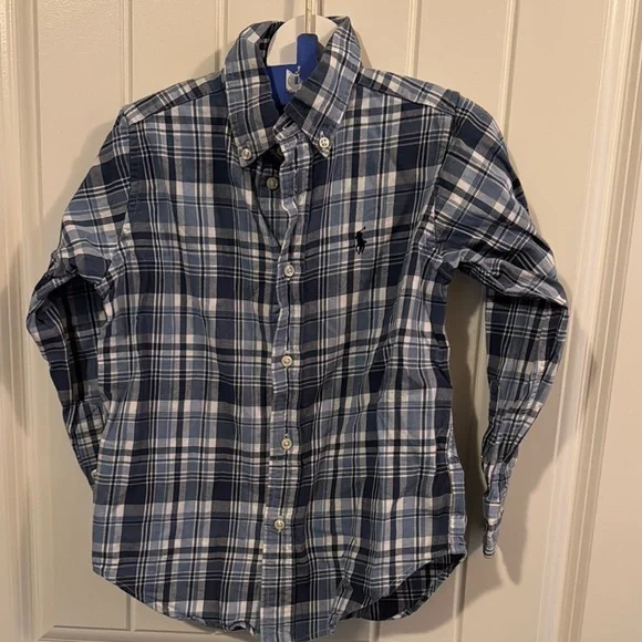 Boys Blue Plaid Shirt Ralph Lauren - Picture 1 of 1